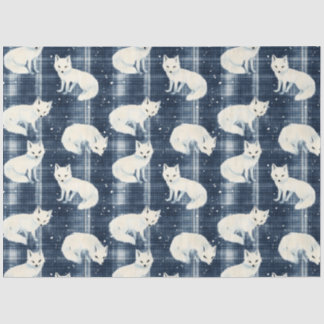 Arctic Fox Winter Christmas Tartan Plaid Pattern 2 Tissuepapier