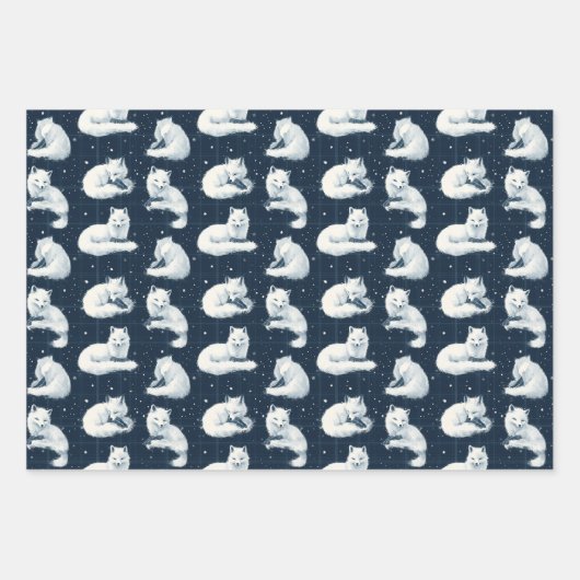 Arctic Fox Winter Christmas Tartan Plaid Pattern 3 Inpakpapier Vel (Voorkant 2)