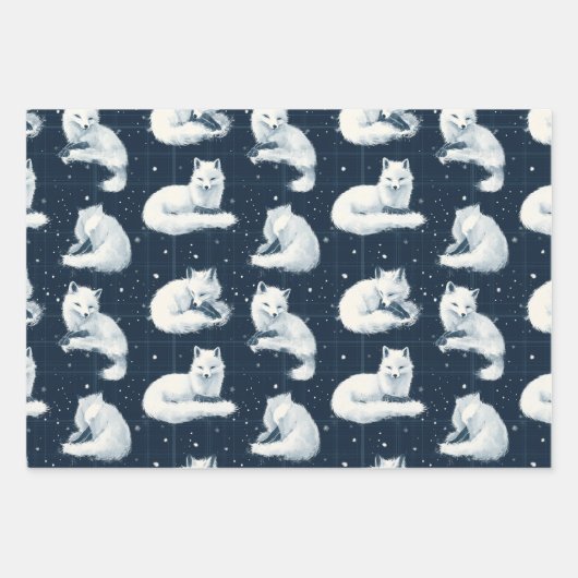 Arctic Fox Winter Christmas Tartan Plaid Pattern 3 Inpakpapier Vel (Voorkant)