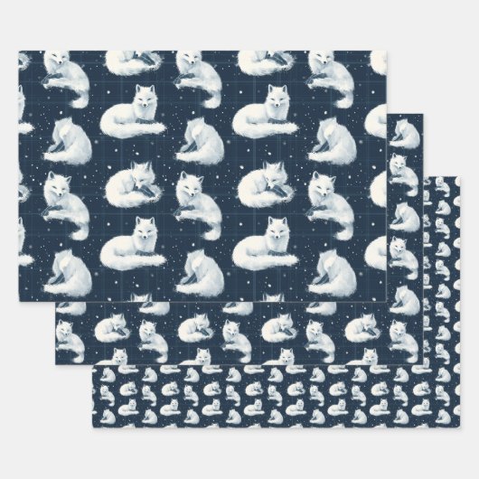 Arctic Fox Winter Christmas Tartan Plaid Pattern 3 Inpakpapier Vel (Set)