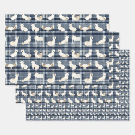 Arctic Fox Winter Christmas Tartan Plaid Pattern 4 Inpakpapier Vel
