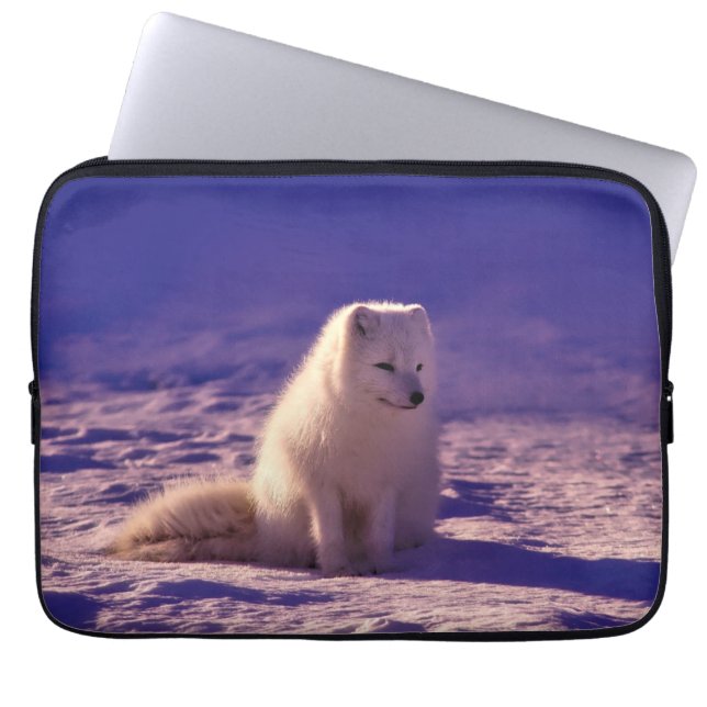 Arctic Fox Winter Snow Landscape Laptop Sleeve (Voorkant)