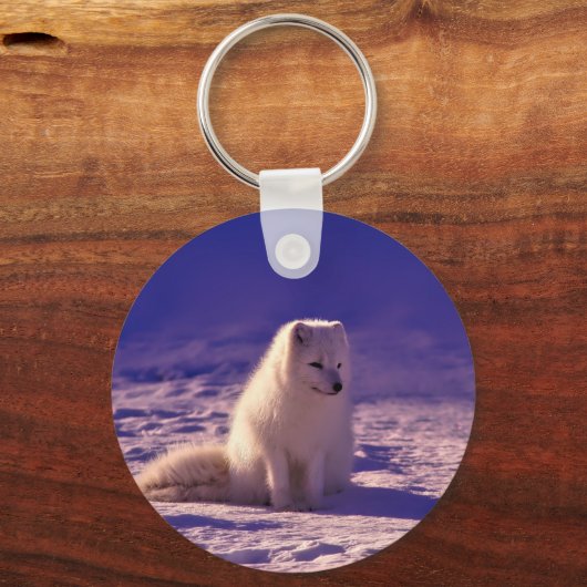 Arctic Fox Winter Snow Landscape Sleutelhanger (Voorkant)