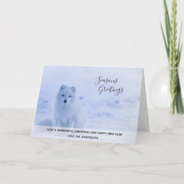 Arctic Fox Winter Snow Xmas Foto gepersonaliseerd Feestdagen Kaart