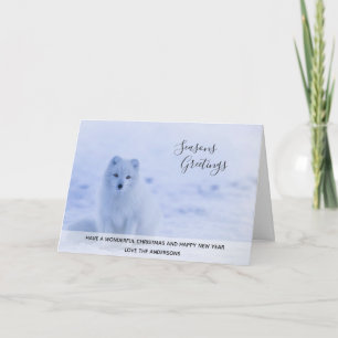 Arctic Fox Winter Snow Xmas Foto gepersonaliseerd Feestdagen Kaart