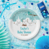 Arctic Fox Winter Wonderland Baby shower Papieren Bordje (Feest)