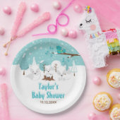 Arctic Fox Winter Wonderland Baby shower Papieren Bordje (Feest)