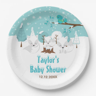 Arctic Fox Winter Wonderland Baby shower Papieren Bordje