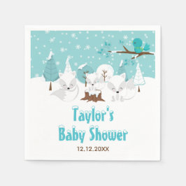 Arctic Fox Winter Wonderland Baby shower Servet