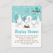 Arctic Fox Winter Wonderland Display Baby shower Informatiekaartje (Voorkant)