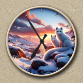 Arctic Fox winterlandschapsklok Ronde Klok