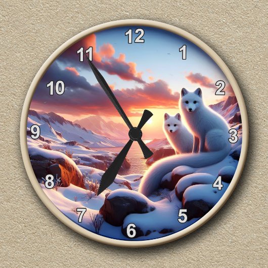 Arctic Fox winterlandschapsklok Ronde Klok