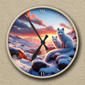 Arctic Fox winterlandschapsklok Ronde Klok
