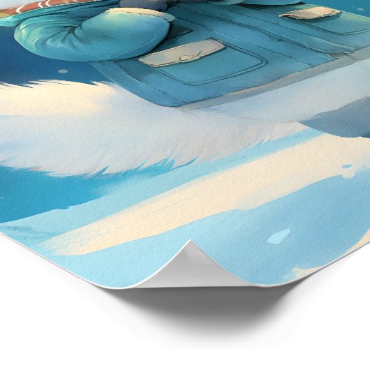 Arctic Fox With Aurora Borealis Nursery Wall Art  Poster (Hoek)