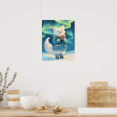 Arctic Fox With Aurora Borealis Nursery Wall Art  Poster (Keuken)