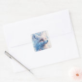 Arctic Fox with Blue Eyes in Galaxy Nebula Vierkante Sticker (Envelop)