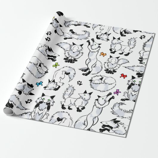 Arctic Fox Wrapping Paper - Kies uw achtergrond Cadeaupapier (Uitgerold)