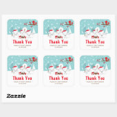 Arctic Foxes Baby shower - Hartelijk dank Vierkante Sticker (Vel)