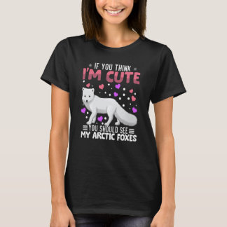 Arctic Foxes Heart Valentine's Day Animal For Wome T-shirt