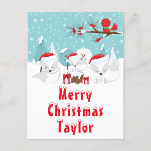 Arctic Foxes kerst Woodland Merry kerst Feestdagenkaart