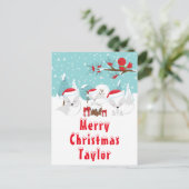 Arctic Foxes kerst Woodland Merry kerst Feestdagenkaart (Staand voorkant)