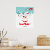 Arctic Foxes-kerstBaby shower Welkomstteken Poster (Keuken)