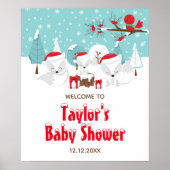Arctic Foxes-kerstBaby shower Welkomstteken Poster (Voorkant)