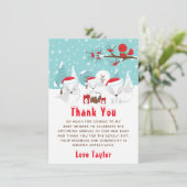 Arctic Foxes KerstWoodland Baby shower Bedankkaart (Staand voorkant)