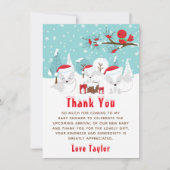 Arctic Foxes KerstWoodland Baby shower Bedankkaart (Voorkant)