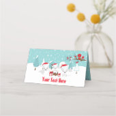 Arctic Foxes KerstWoodland Baby shower Plaatskaartje (Voorkant)