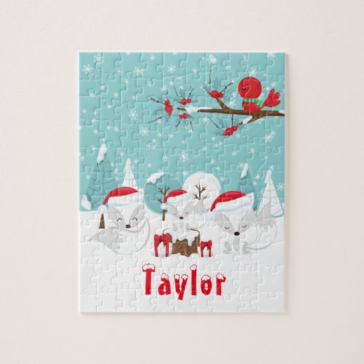 Arctic Foxes KerstWoodland Legpuzzel (Verticaal)