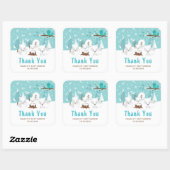 Arctic Foxes Winter Baby shower Hartelijk dank Vierkante Sticker (Vel)