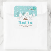 Arctic Foxes Winter Baby shower Hartelijk dank Vierkante Sticker (Tas)