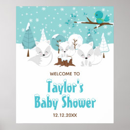 Arctic Foxes Winter Baby shower Welkomstteken Poster