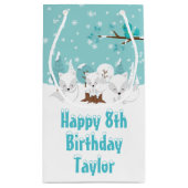 Arctic Foxes Winter Blue Happy Birthday Small Gift Klein Cadeauzakje (Achterkant)