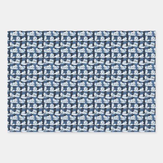 Arctic Foxes Winter Christmas Tartan Plaid Pattern Inpakpapier Vel (Voorkant 3)