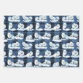 Arctic Foxes Winter Christmas Tartan Plaid Pattern Inpakpapier Vel (Voorkant)