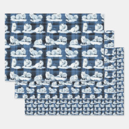 Arctic Foxes Winter Christmas Tartan Plaid Pattern Inpakpapier Vel