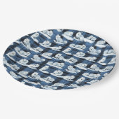 Arctic Foxes Winter Christmas Tartan Plaid Pattern Papieren Bordje (Gekanteld)