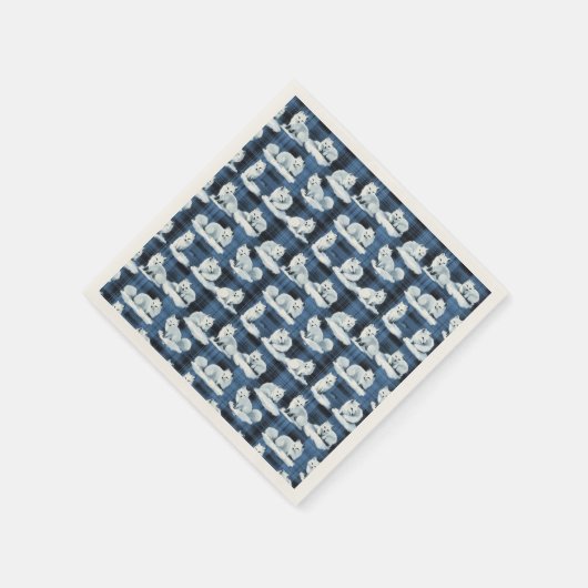 Arctic Foxes Winter Christmas Tartan Plaid Pattern Servet (Hoek)