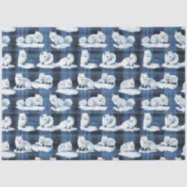 Arctic Foxes Winter Christmas Tartan Plaid Pattern Tissuepapier