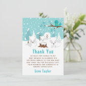 Arctic Foxes Winter Wonderland Baby shower Bedankkaart (Staand voorkant)