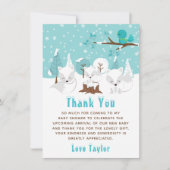 Arctic Foxes Winter Wonderland Baby shower Bedankkaart (Voorkant)