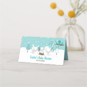 Arctic Foxes Winter Wonderland Baby shower Plaatskaartje (Achterkant)