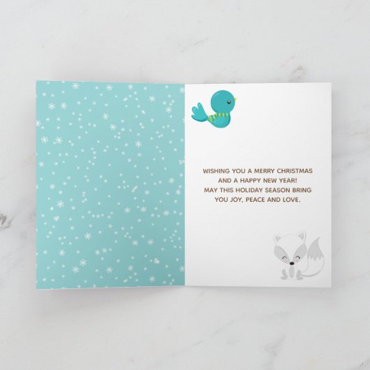 Arctic Foxes Winter Wonderland Merry Kerstmis Feestdagen Kaart (Binnen)