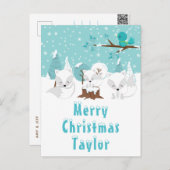 Arctic Foxes Winter Wonderland Merry Kerstmis Feestdagenkaart (Voorkant / Achterkant)