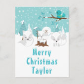 Arctic Foxes Winter Wonderland Merry Kerstmis Feestdagenkaart (Voorkant)