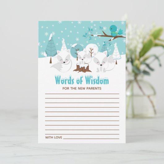 Arctic Foxes Winter Wonderland Words of Wisdom Kaart (Staand voorkant)
