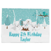 Arctic Foxes Winter Woodland Happy Birthday Grote Groot Cadeauzakje (Achterkant)