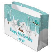 Arctic Foxes Winter Woodland Happy Birthday Grote Groot Cadeauzakje (Achterkant Gekanteld)